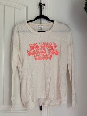 Do What Makes You Happy Cream Graphic Thermal Sweater AERIE